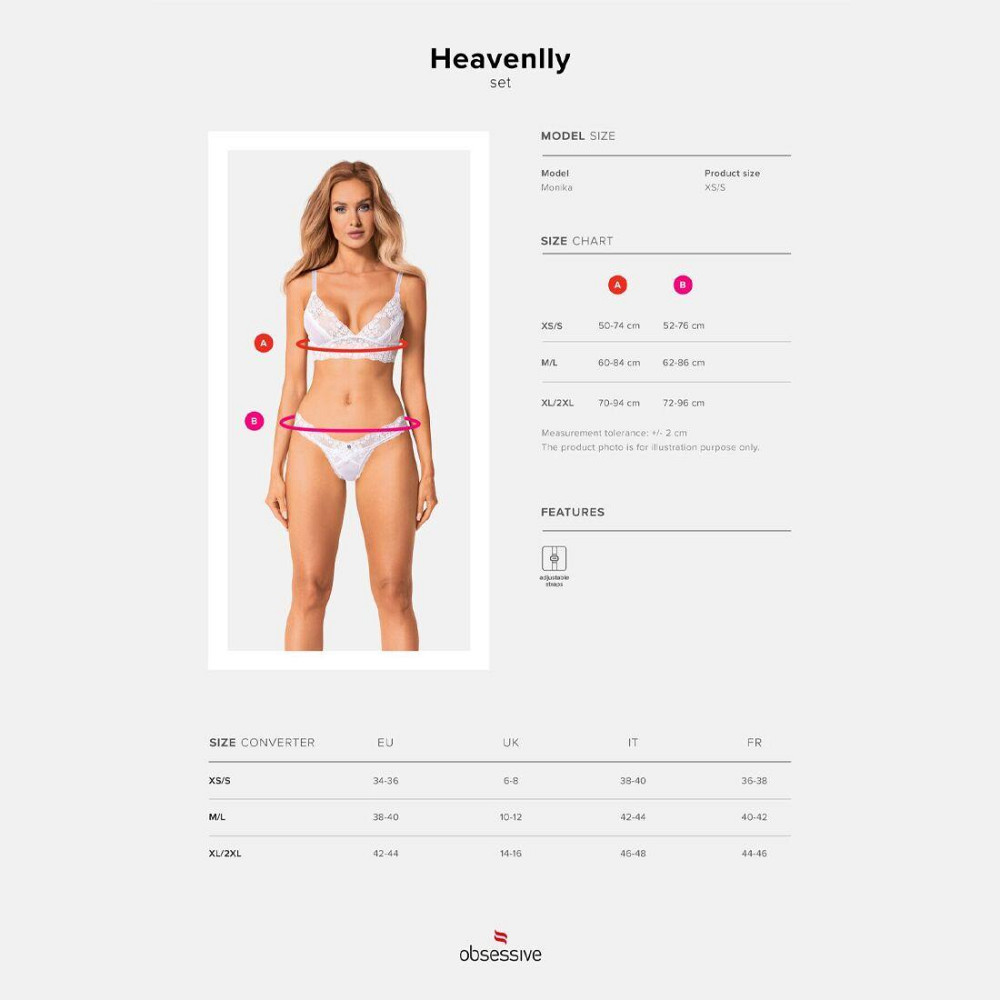 Еротичний комплект Obsessive Heavenlly 2-pcs set XS/S, бюстгальтер і танга Sex Aura Київ - фото 5