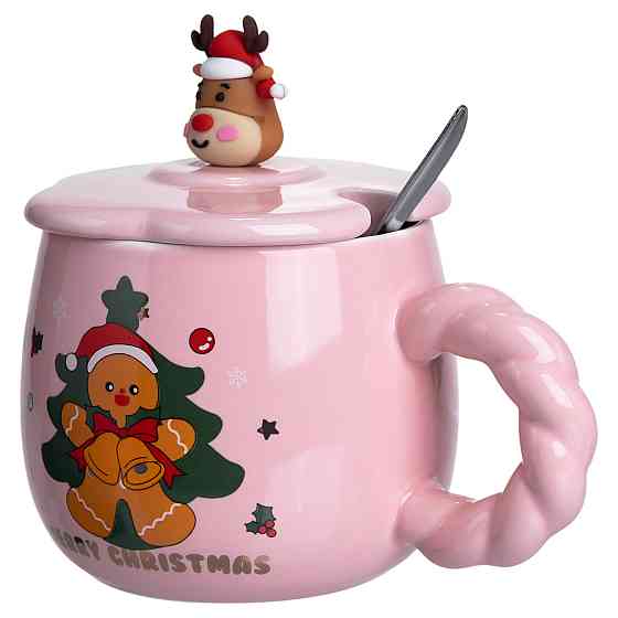 Yiwu Новорічна порцелянова чашка «Зимова казка» з кришкою 400 мл Yiwu FM-CS-20B Коломия