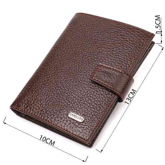 Удобный вертикальный мужской кошелек среднего размера из натуральной кожи флотар CANPELLINI 21737 Коричневый Киев