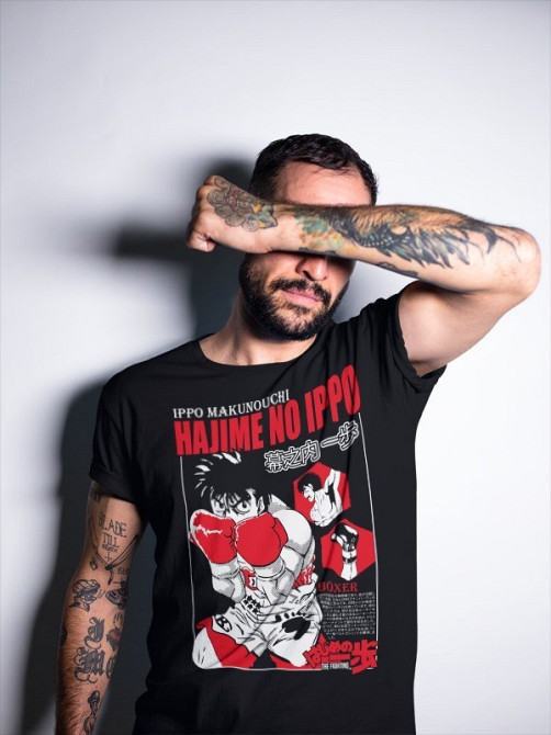 Футболка з аніме принтом Хаджіме Но Іппо Боксінг оверсайз (S/M/L) Чорний AnimeJ0383 Дніпро - фото 3