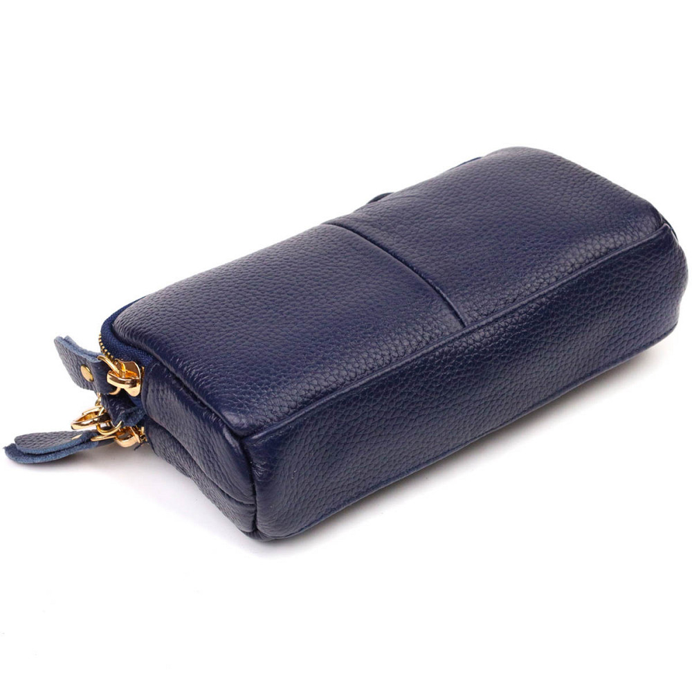 Компактний жіночий клатч на два відділення з натуральної шкіри 22089 Vintage Синій Київ - фото 3