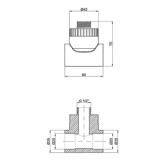 Тройник PPR Thermo Alliance 25х1/2"х25 НР Київ
