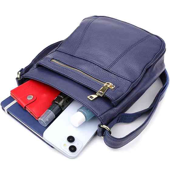 Вертикальная женская сумка из натуральной кожи sale_15121 Vintage Синий Киев