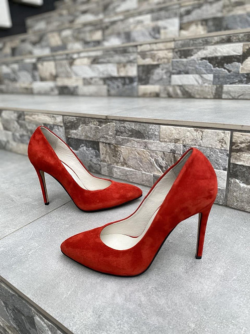 Туфлі жіночі M-LUX червоні натуральна замша каблук 10.5 см 38 р. (91020) Коломия - фото 3