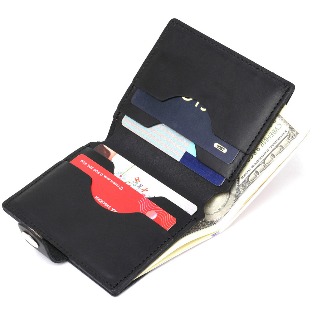 Матове чоловіче портмоне з натуральної шкіри Shvigel 16495 Чорний Київ - фото 7