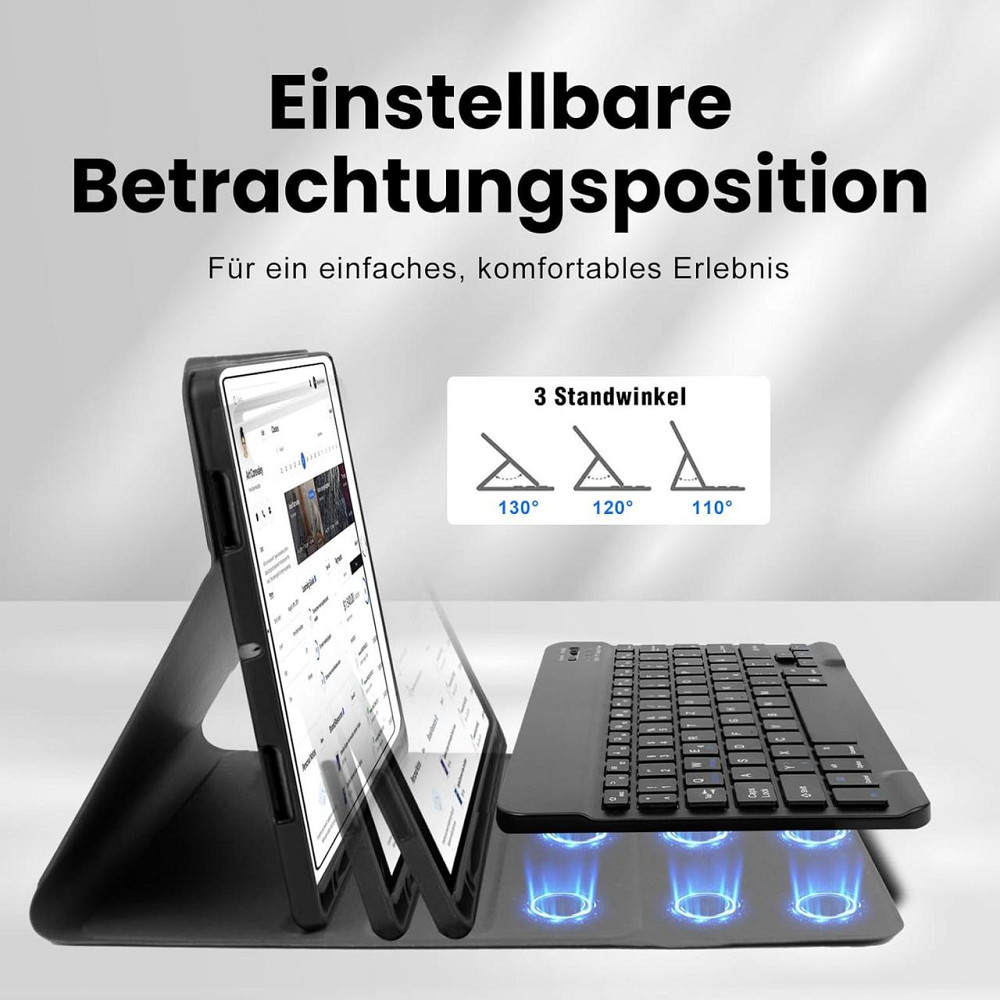 Клавіатурний чохол для iPad 9.7 (2018/6th) та 2017 (5th), iPad Air 1/2, магнітна бездротова QWERTZ з держачем для стилуса, чорний Київ - фото 7