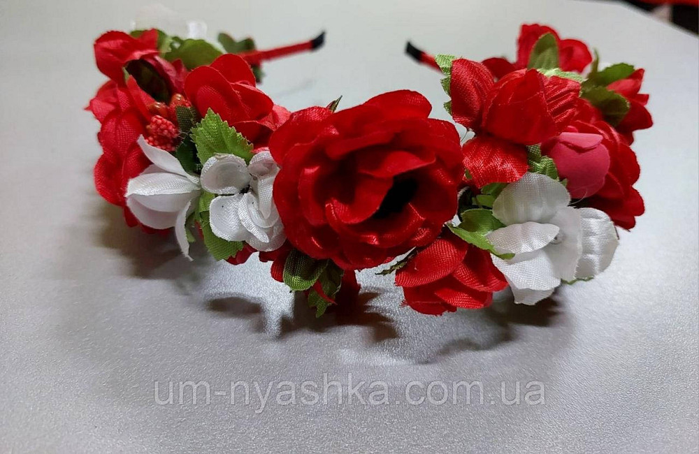 Червоний Обідок обруч з трояндочками червоний Кривий Ріг - фото 1