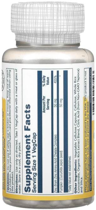 Хелатний цинк Solaray Zinc 50 мг 100 капсул Київ - фото 2