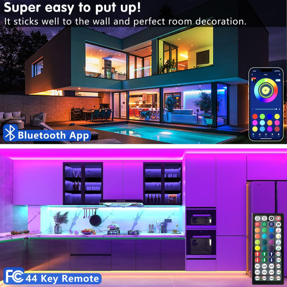 Світлодіодна стрічка Keepsmile 30 м (2×15 м), RGB, Bluetooth, керування через застосунок і пульт, синхронізація з музикою, таймер Київ - фото 4