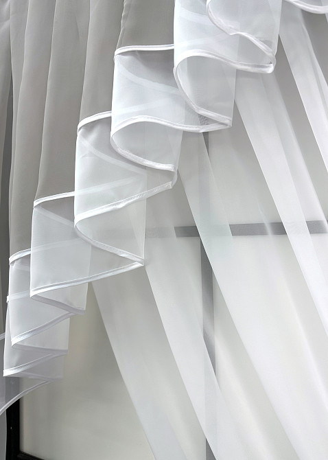 Кухонный комплект VR-Textil № 062к шторка с ламбрекеном светло-серый с белым 150х170 см (50-478) Киев - изображение 5
