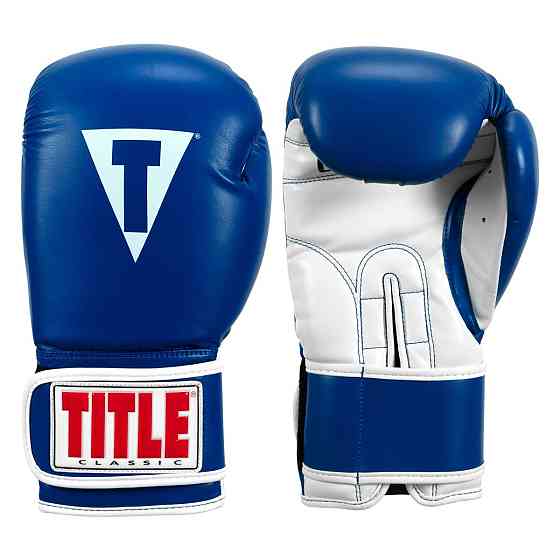 Боксерські рукавиці TITLE Classic Pro Style 3.0 Blue/White 14 oz (капа в комплекті) Каменское