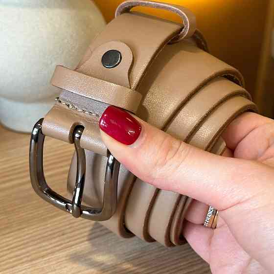 Бежевий жіночий шкіряний ремінь 3588 Київ