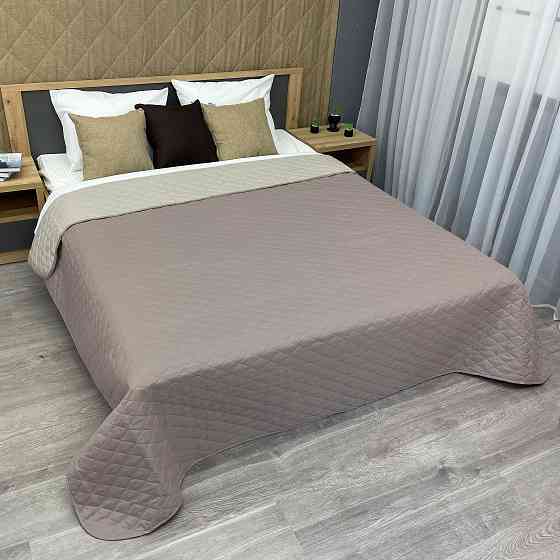 Покривало двостороннє Decorator Microfiber ромб 140х215 см сіро-коричневий з бежевим (85-005) Київ
