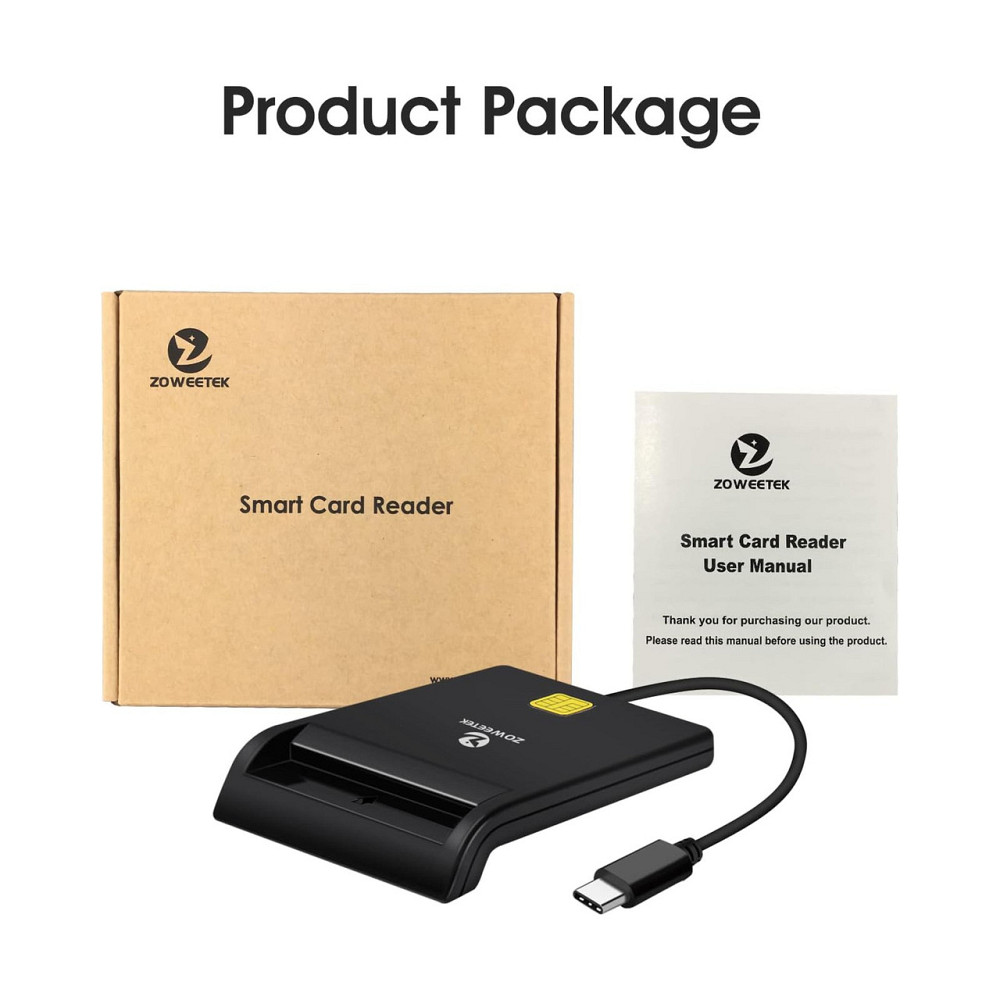 Зчитувач смарт карт картрідер ZOWEETEK USB-C Type C CAC державні ID підтримка tacho HGV карт сумісний з Windows 10/11 портативний Київ - фото 7