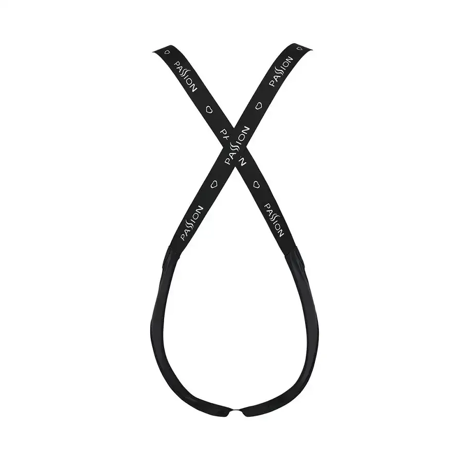 Чоловіче відкрите боді Passion 027 BRUNO L/XL Black, під латекс, на шлейках Львів - фото 6