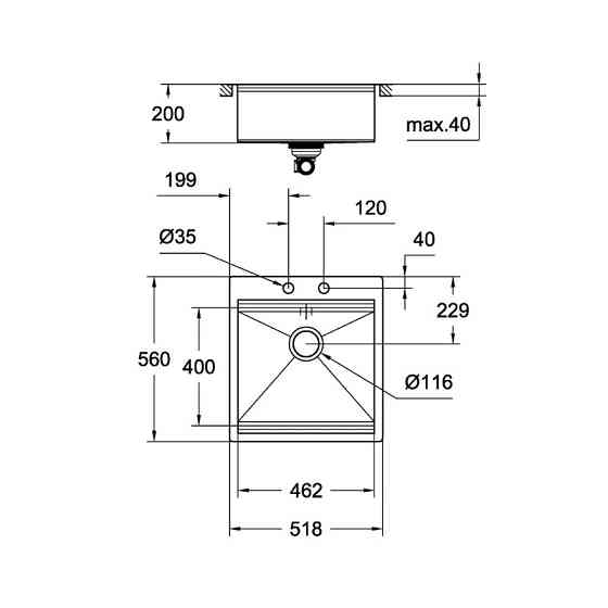Кухонна мійка K800 (50 cm) Grohe EX-2 Sink (31583SD0) Київ