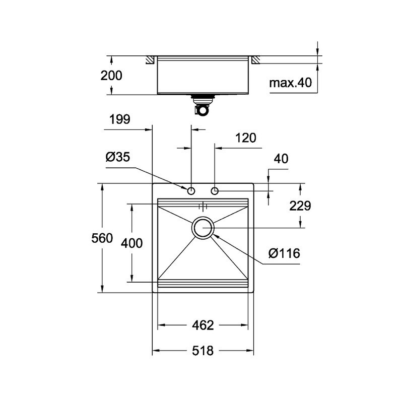 Кухонна мійка K800 (50 cm) Grohe EX-2 Sink (31583SD0) Київ - фото 2