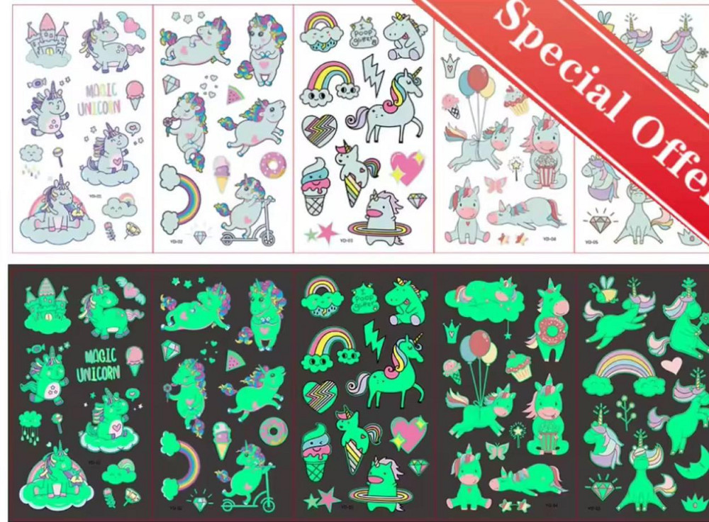 Детские временные тату переводные,флуоресцентные тату 