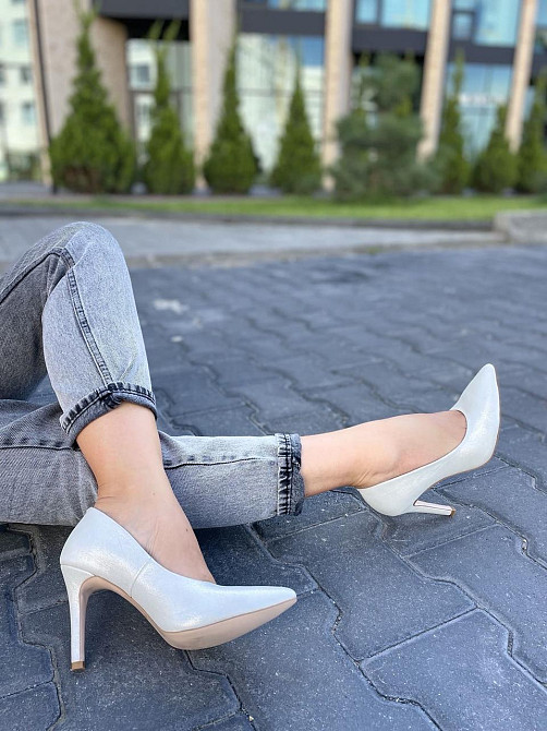 Nivelle Туфлі жіночі NIVELLE срібні натуральна шкіра-сатин каблук 10см 36р.-23.5см 37р.-24см 38 Коломыя - изображение 9