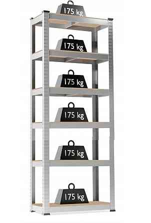 Стелаж металевий 222x110x50, 6 полиць (сірий) Київ
