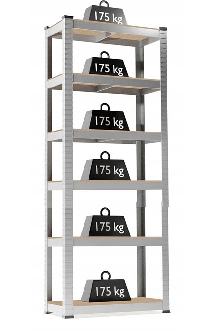 Стеллаж металлический 222x110x50, 6 полок (серый) Киев - изображение 1