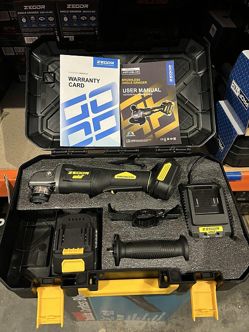 Угловая бесщеточная шлифмашина ZEGOR AGPP-21BL-125 (акум 21V 4.0Ah 1шт и зарядка) Киев - изображение 9
