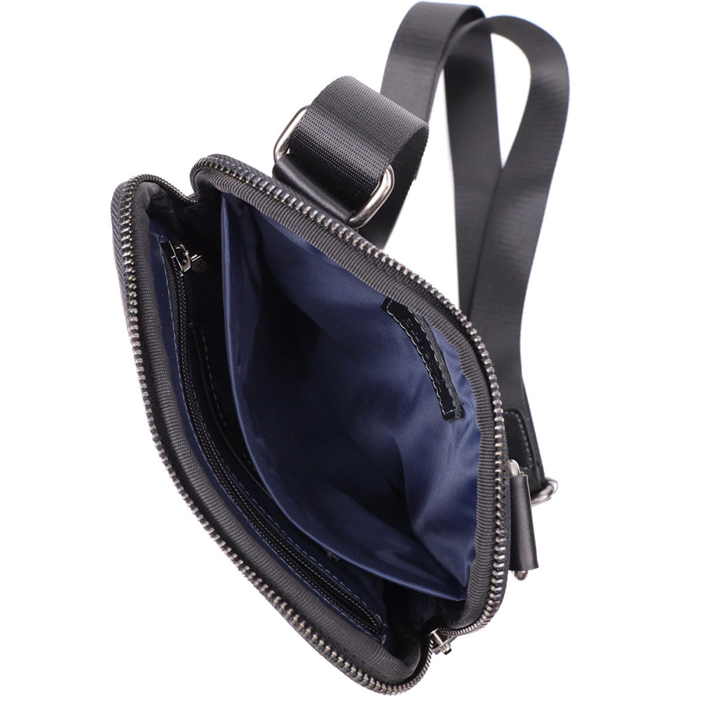 Стильная и практичная мужская сумка на плечо из натуральной гладкой кожи Shvigel 23153 Черный Киев - изображение 5