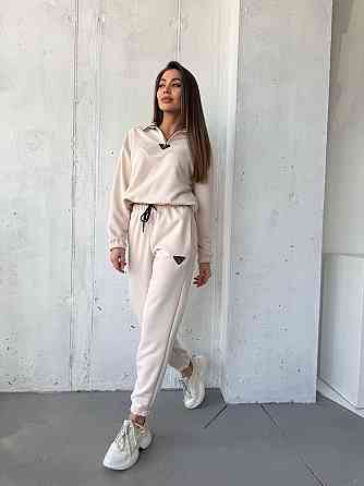 Жіночий повсякденний костюм-двійка: кофта та штани двохнитка-петля Беж, 46 Одеса