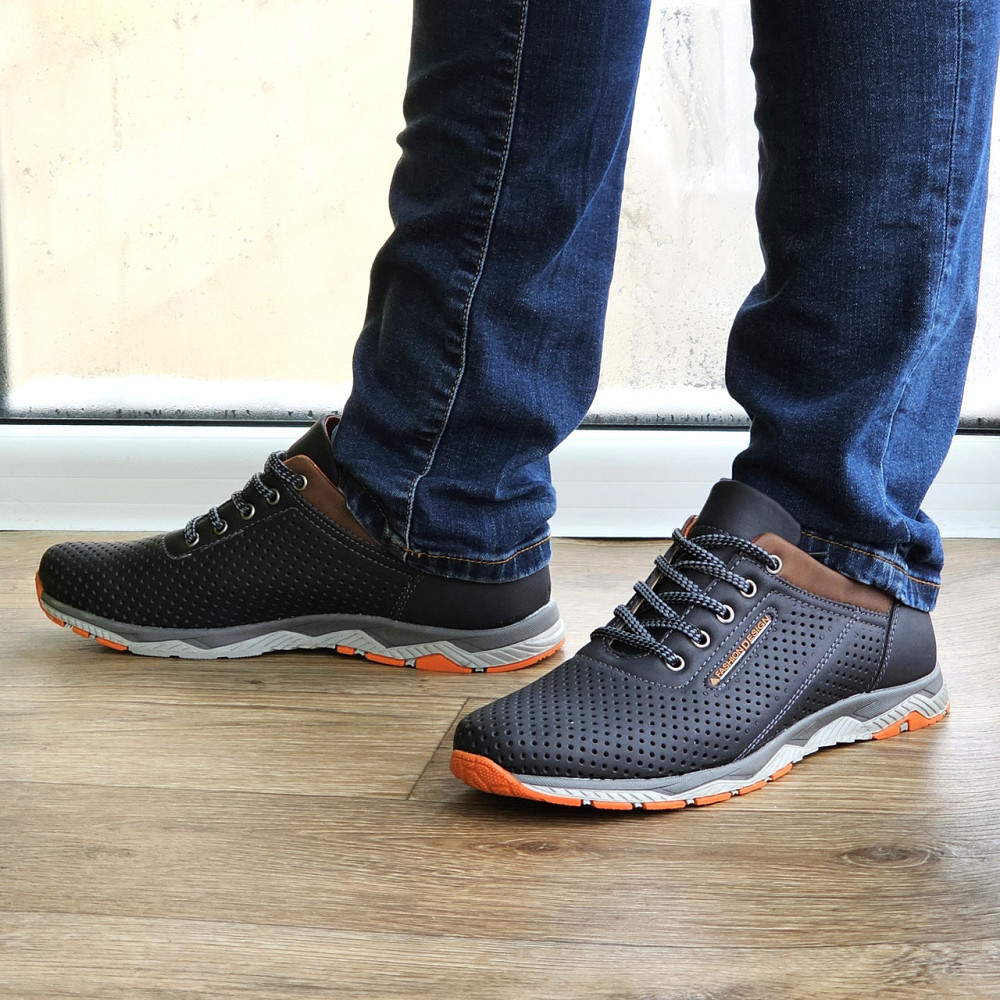 Мужские Мокасины Летние Чёрные Кроссовки Сеточка (размеры: 40,41,42,43,44) Видео Обзор - 576-2 Днепр - изображение 4