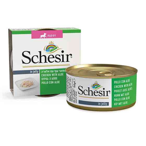Schesir Chicken Aloe Puppy ШЕЗІР КУРКА З АЛОЕ в желе натуральні консерви для цуценят, вологий корм, банка 150г Київ