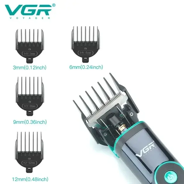 Професійна машинка для стрижки волосся VGR V-671 Black з підставкою, LED дисплеєм та насадками Одеса - фото 7