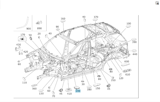 Mercedes-Benz  A0009980021 Кузовна заглушка ML W164 ML/GLE W166 GLE Coupe C292 GL X164 GL/GLS X166 Одеса