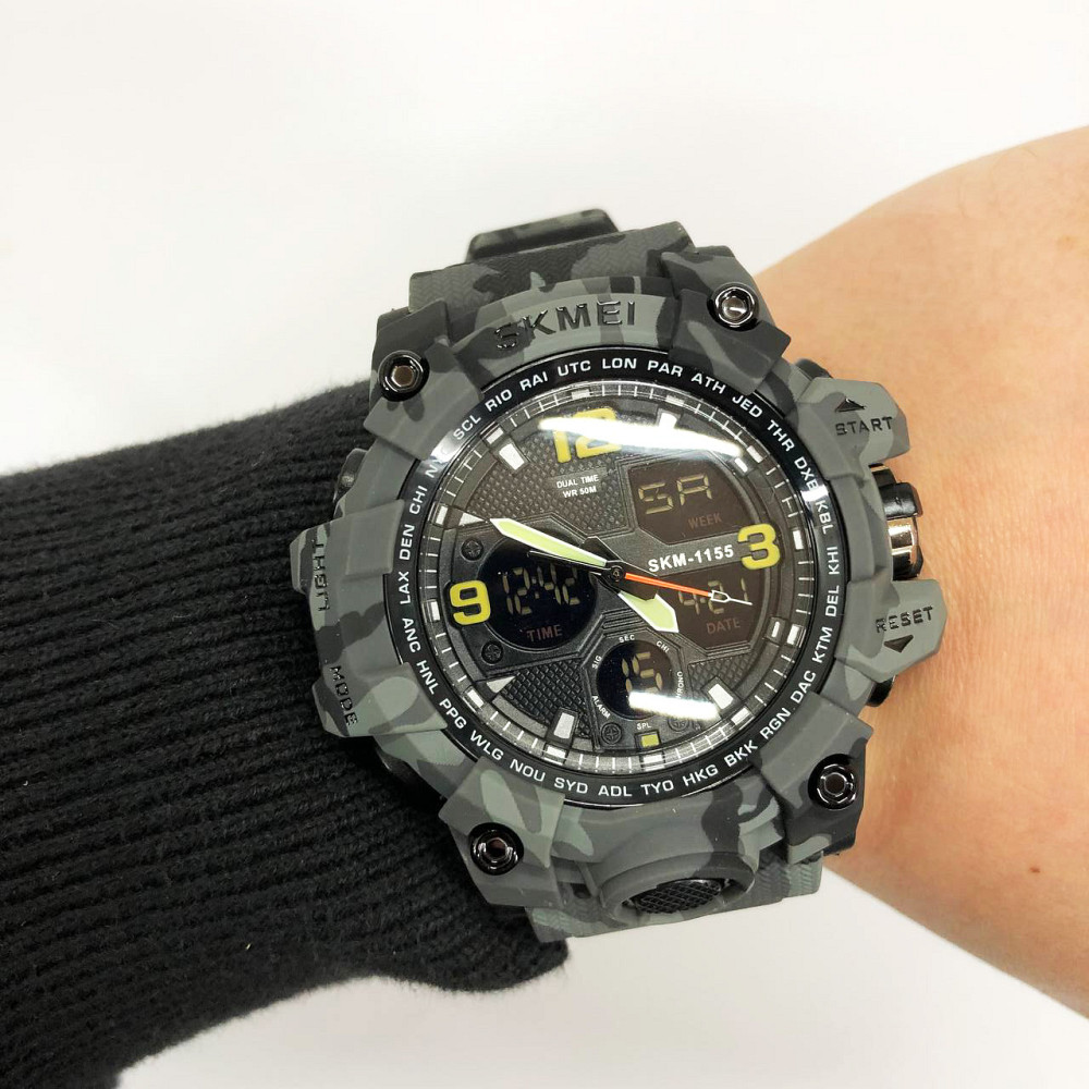 Водонепроницаемые мужские часы SKMEI 1155BCMGY, Часы для мужчины кварцевые армейские WZ-76 Львов - изображение 3