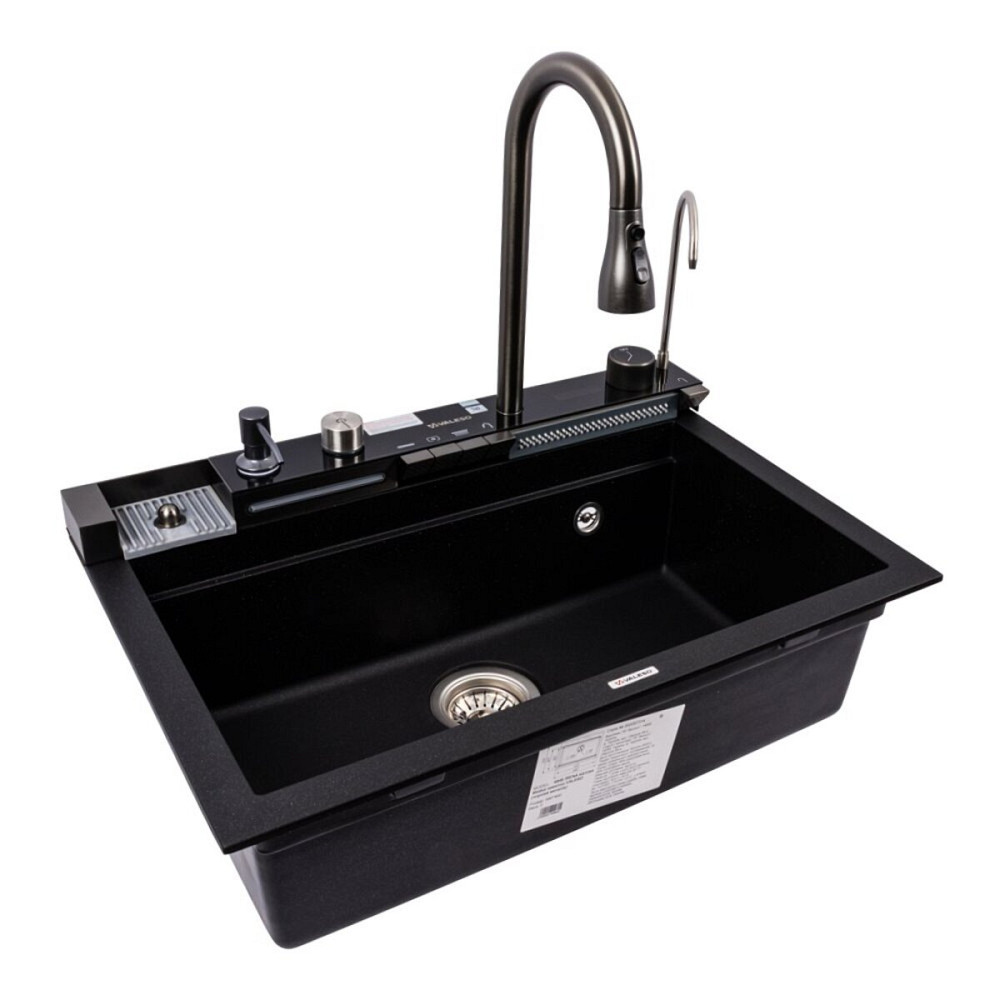 VALESO Гранітна мийка VALESO IRENA 6846 матова Чорний металік Киев - изображение 4