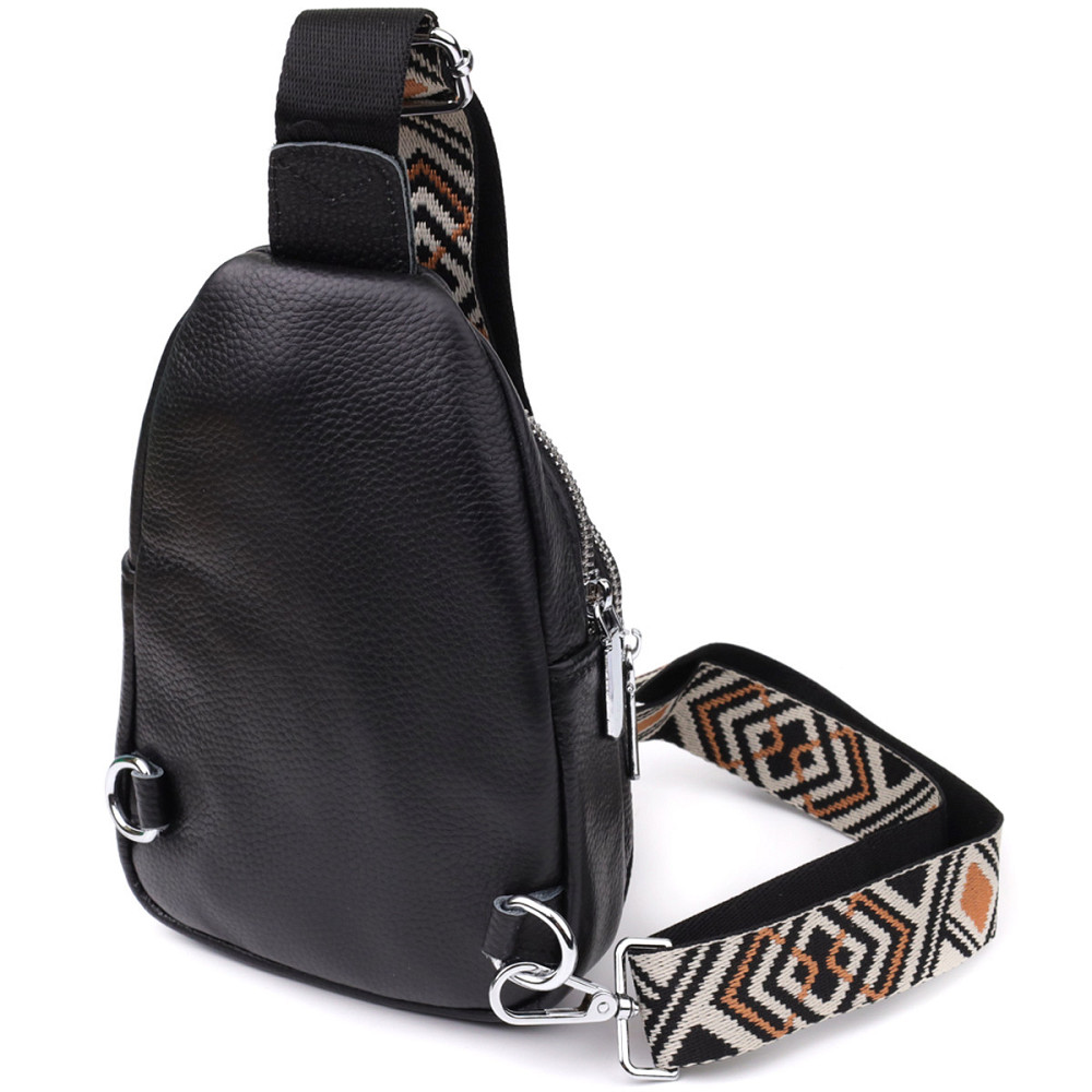 Жіноча сумка слінг із натуральної шкіри Vintage 22935 Чорний Київ - фото 2