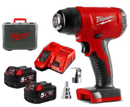 Термо-подветовка аккумуляторная MILWAUKEE, M18 BHG-502C (+ заряд.устройство, 2 аккум.Х 5Аг, кейс) Одесса