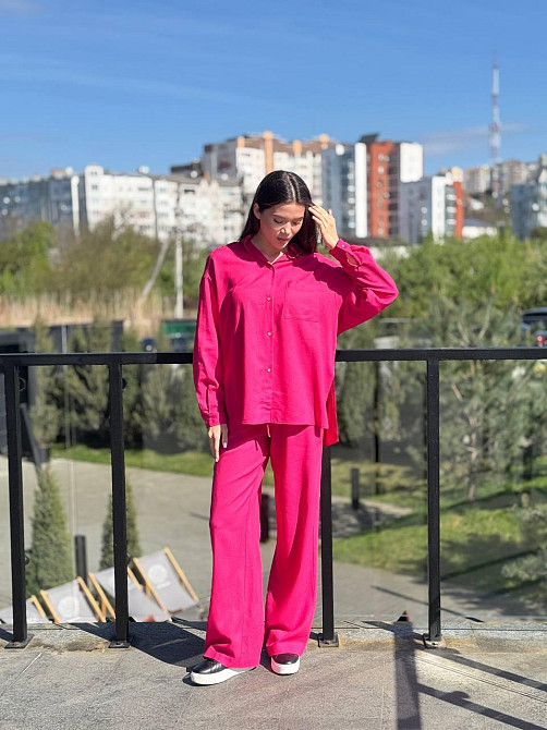 Костюм женский летний лён Малиновый 50/52 Харьков - изображение 1