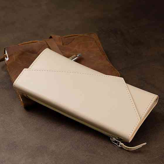 Жіночий класичний гаманець Бежевий (GRANDE PELLE) Київ