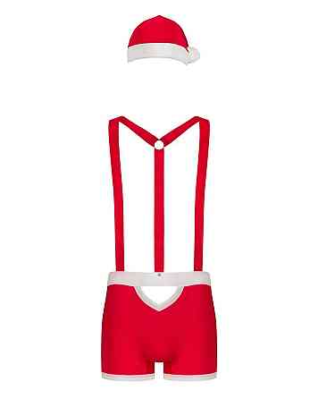 Мужской эротический костюм Санта-Клауса Obsessive Mr Claus S/M, боксеры на подтяжках, шапочка с помп Sex Aura Киев