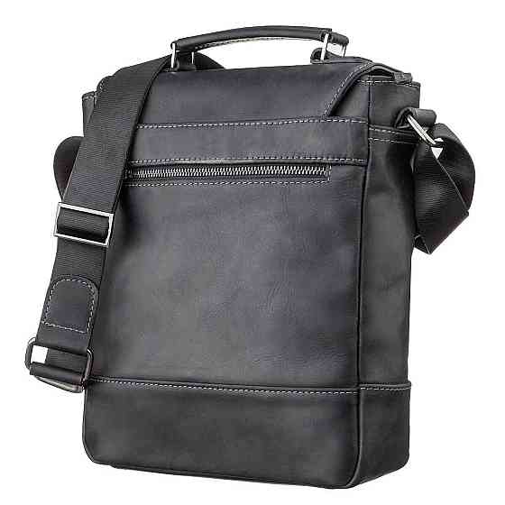 Сумка чоловіча SHVIGEL 11137 з вінтажної шкіри Чорна Київ