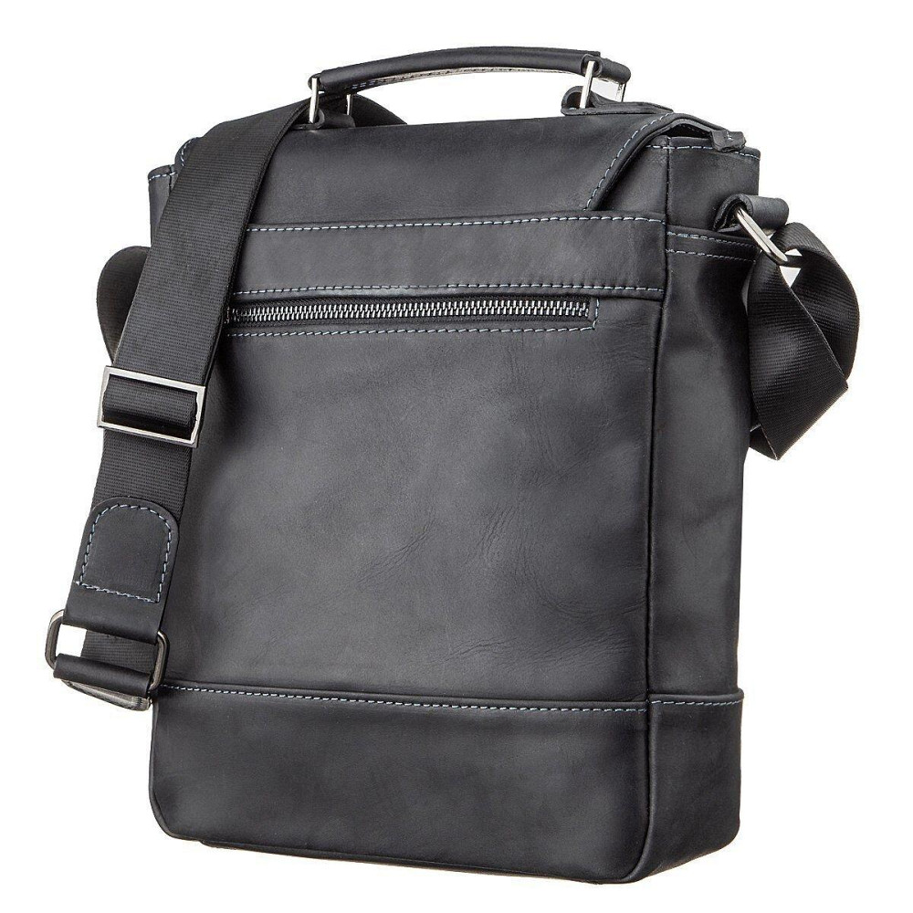 Сумка чоловіча SHVIGEL 11137 з вінтажної шкіри Чорна Київ - фото 2