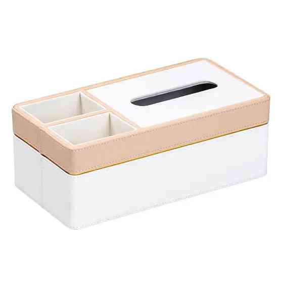 TS Kitchen Серветниця-органайзер з еко-шкіри 3 відділення 27*14*'10 см Білий з бежевим Коломыя