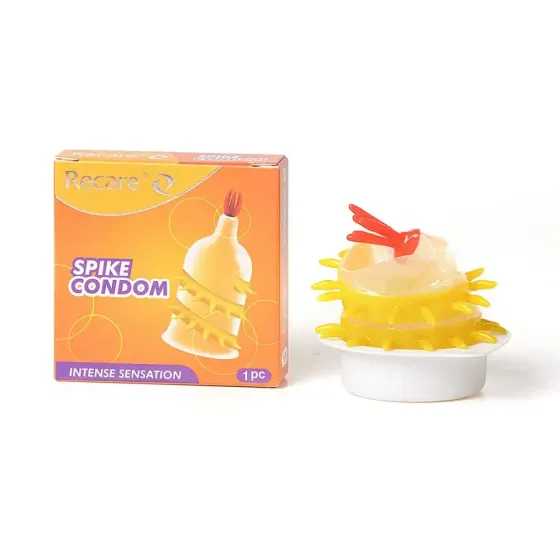 Насадка на член Recare Spike Condom Yellow (презерватив с усиками и спиралью шипов) Львов