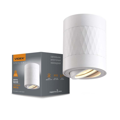 LED Світильник накладний під лампу GU10 білий +біла призма VL-SPF04A-WPW Videx Житомир - изображение 1