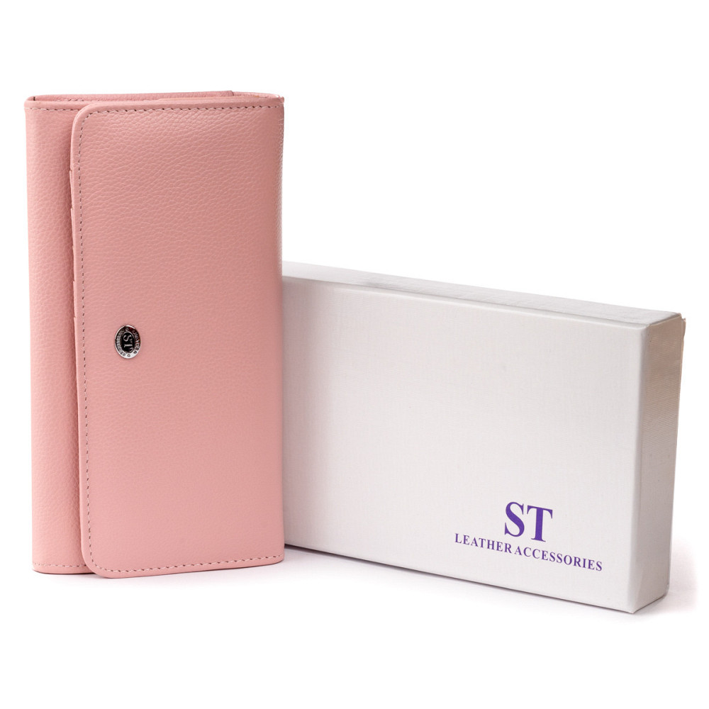 Кошелек кожаный в два сложения женский ST Leather 19290 Пудровый Киев - изображение 7