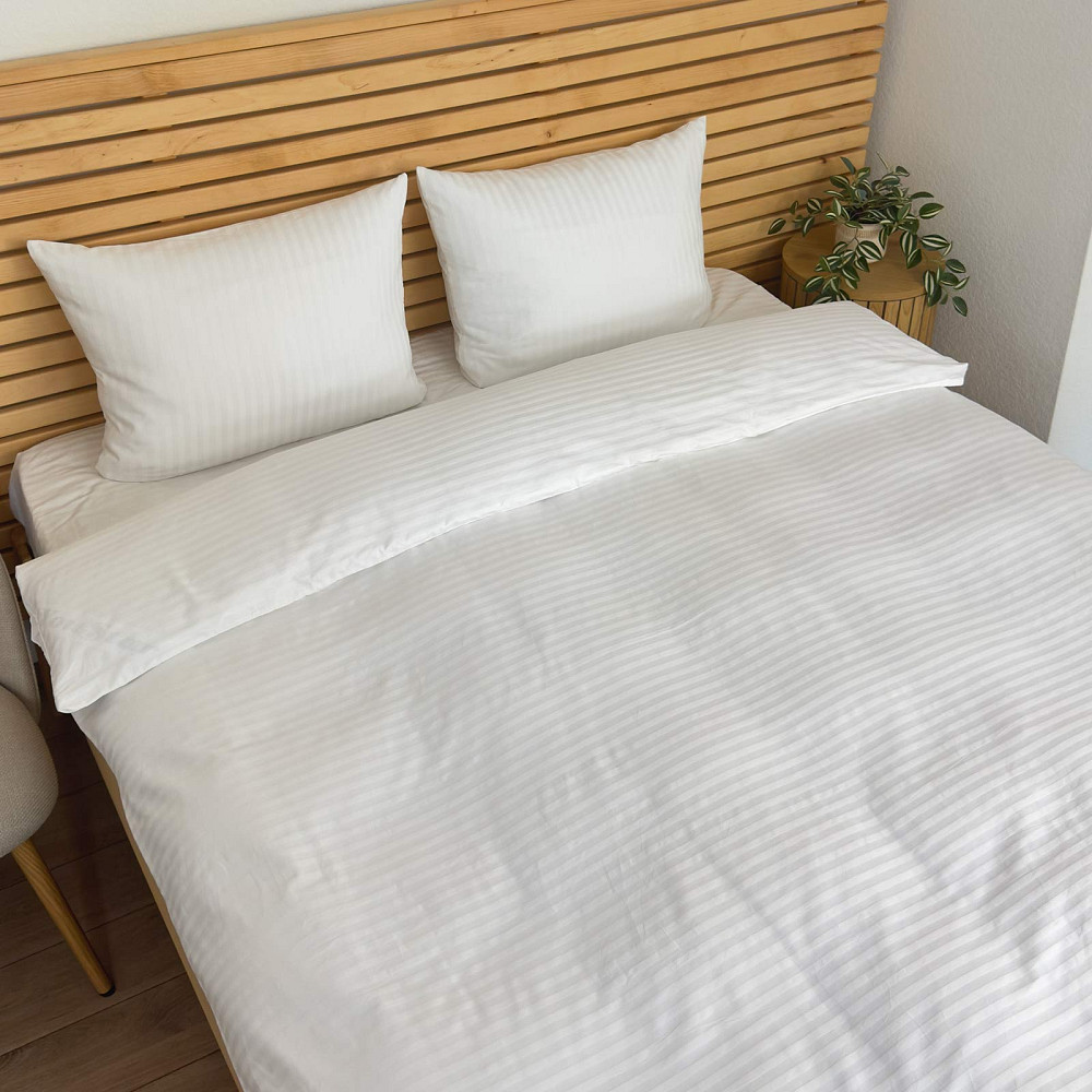 Постільна білизна Євро комплект Страйп Сатин 125 г/м2 YouStar (Білий) 2 х 70х70 Суми - фото 4