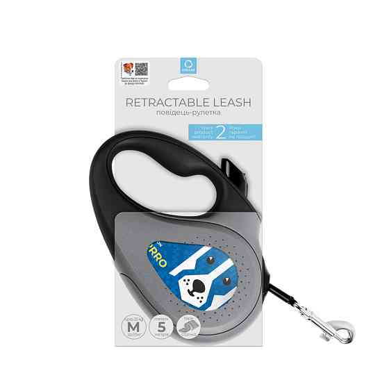 Повідець-рулетка для собак WAUDOG R-leash, малюнок "Парон", M, до 25 кг, 5 м, світловідбивна стрічка Вінниця