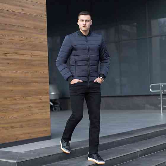 Чоловіча куртка бомбер на блискавці темно-синя Pobedov Povezlo Київ