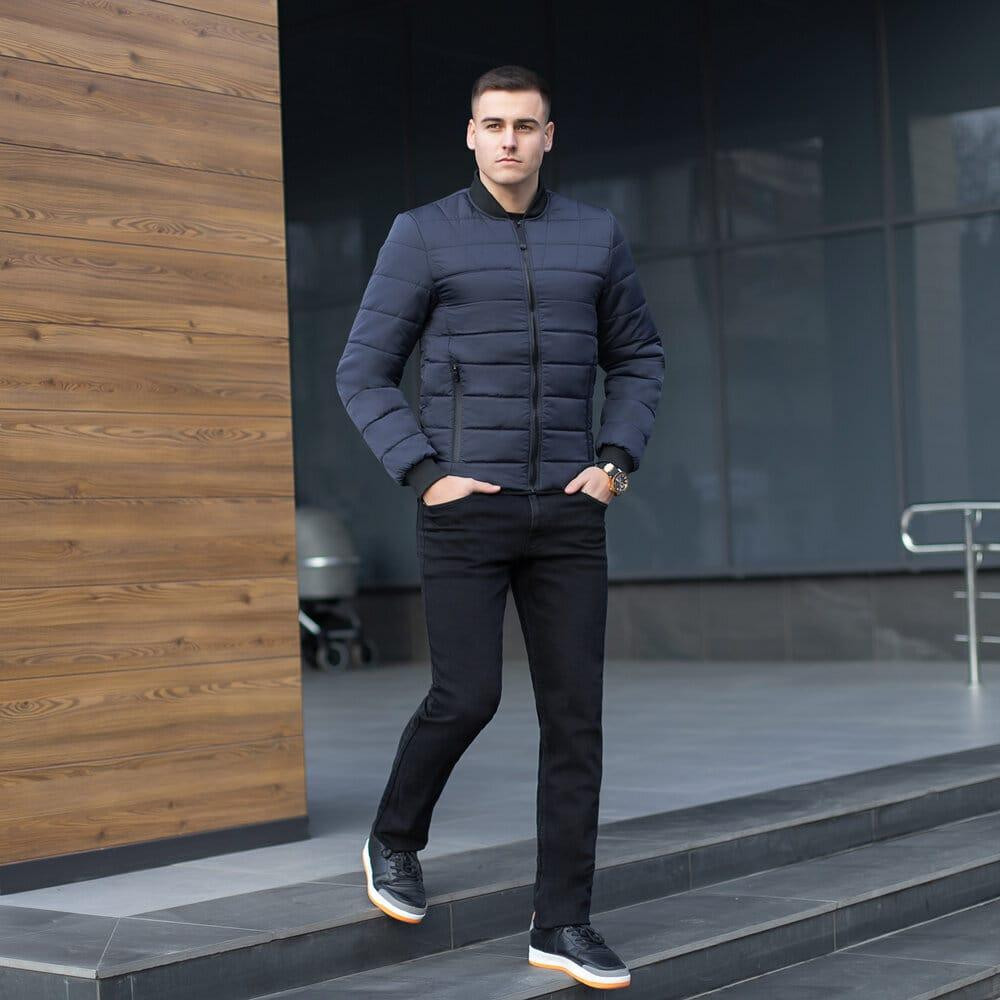 Чоловіча куртка бомбер на блискавці темно-синя Pobedov Povezlo Київ - фото 4