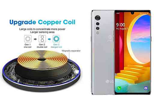 Беспроводное зарядное устройство Copper до 30W для KYOCERA Torque G06, USB-C, LED Киев